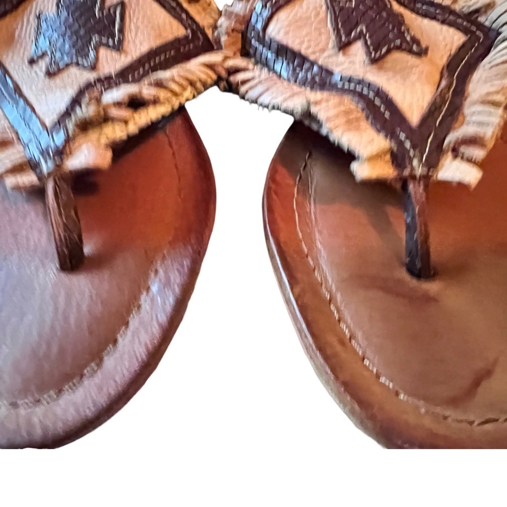 Free People Matisse Bronte Sandals Leather Lace Up Boho Western Fringe - Picture 8 of 13